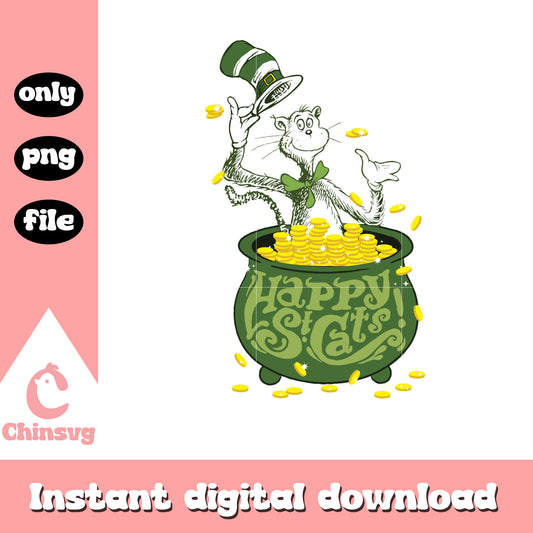 Cat in the hat happy st cats day png, dr seuss png, st patrick day png