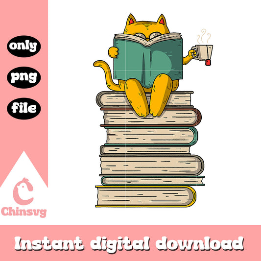 Cat reading book png, cute cat pictures png, read book png