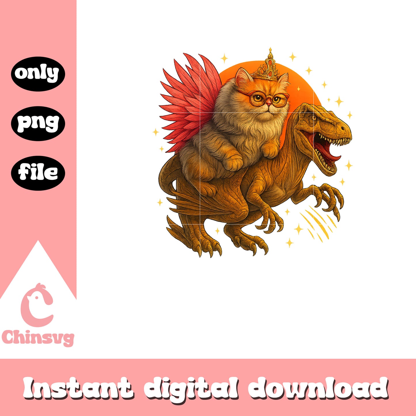 Cat rive t rex funny design png, funny cat png, trending png