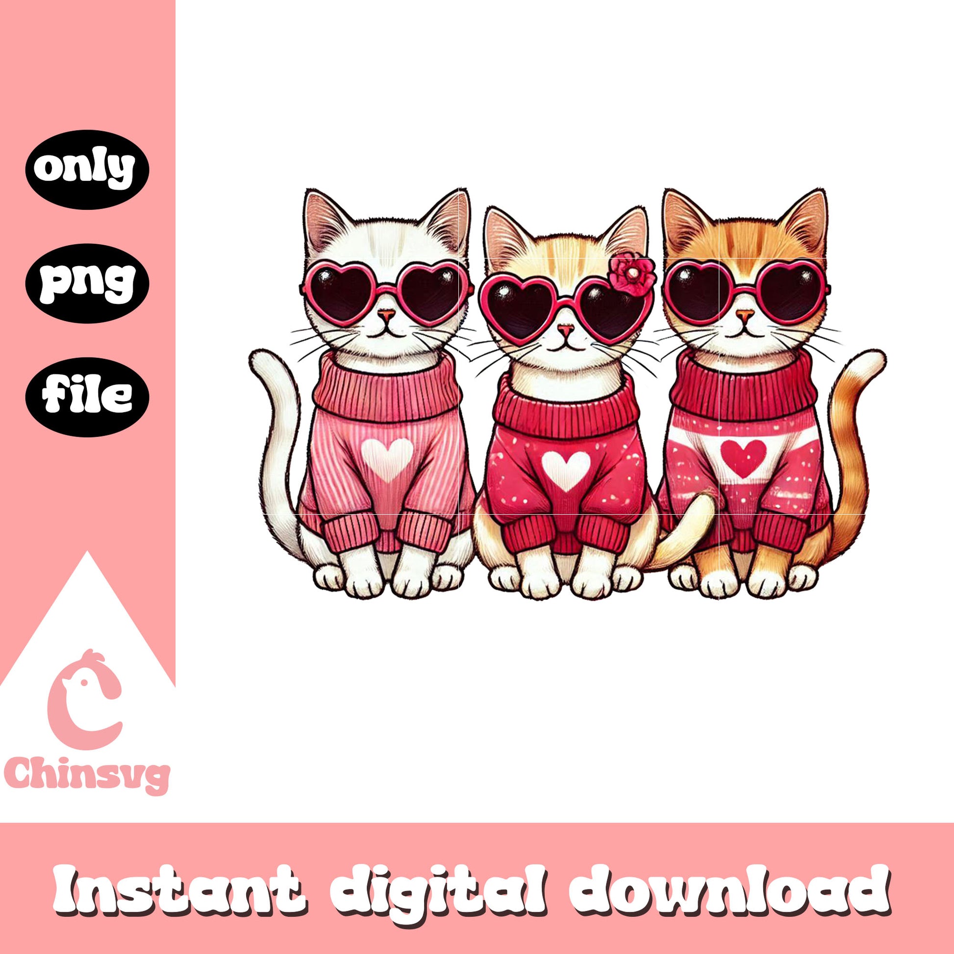 Cats clipart cool valentine png, cat valentine outfits​ png
