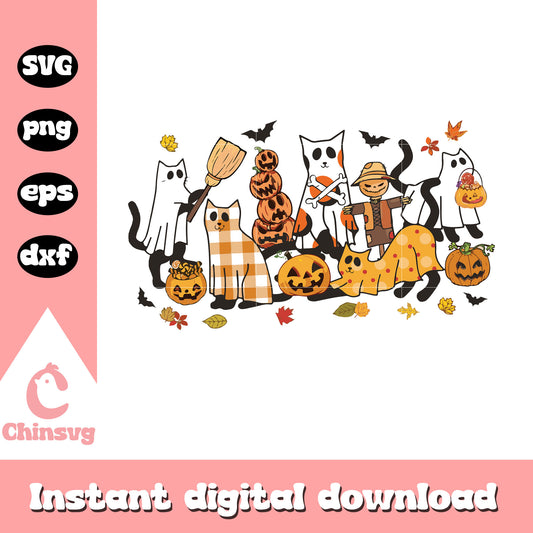 Cats with pumkin halloween design svg, pumpkin halloween svg