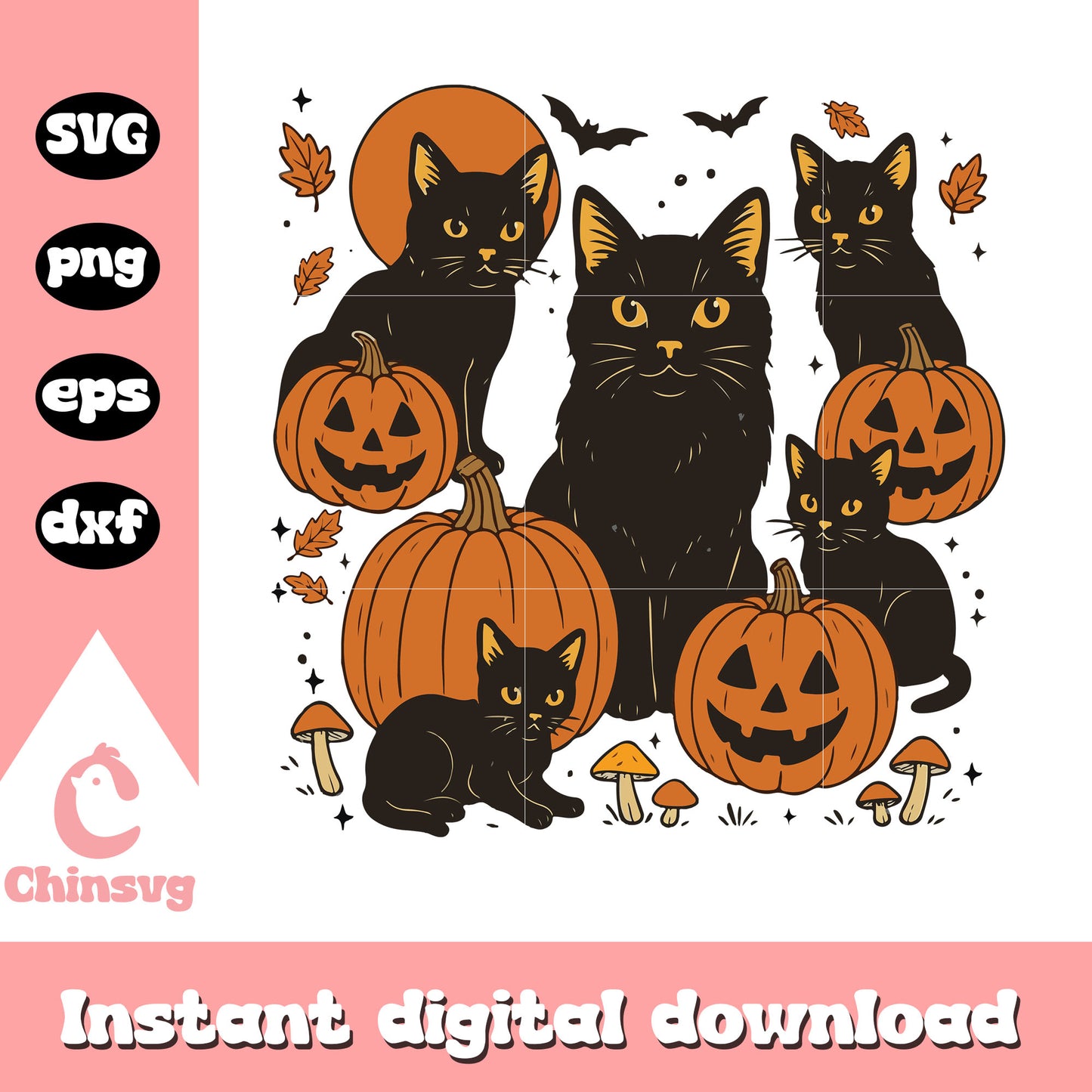 Cat with pumpkin hallween design svg, halloween holiday svg