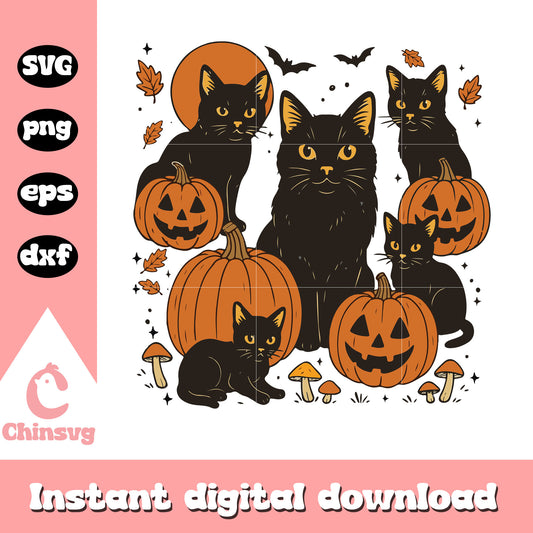 Cat with pumpkin hallween design svg, halloween holiday svg