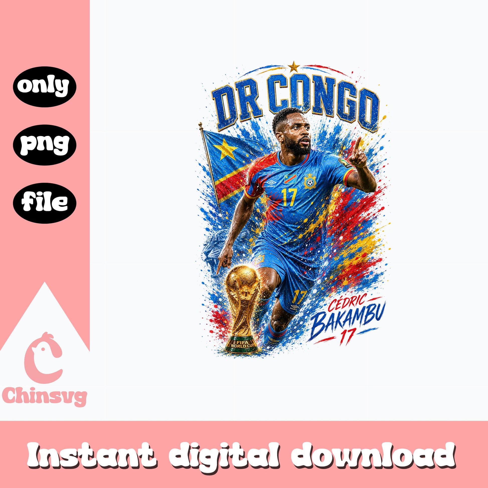 Cedric Bakambu DR Congo Soccer PNG, Football Player PNG, World Cup PNG