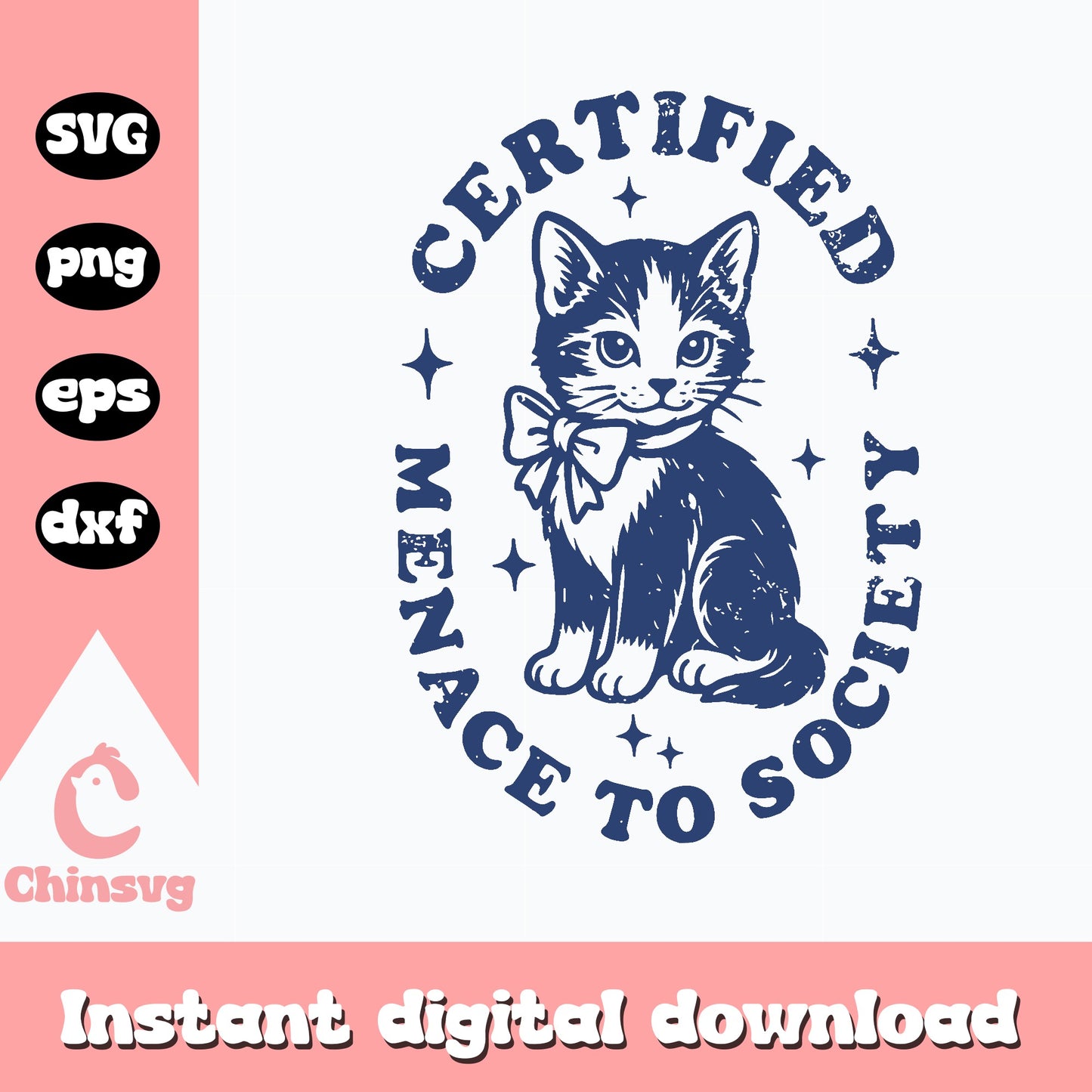 Certified Menace To Society SVG, Funny Cat PNG, Cat Lover SVG