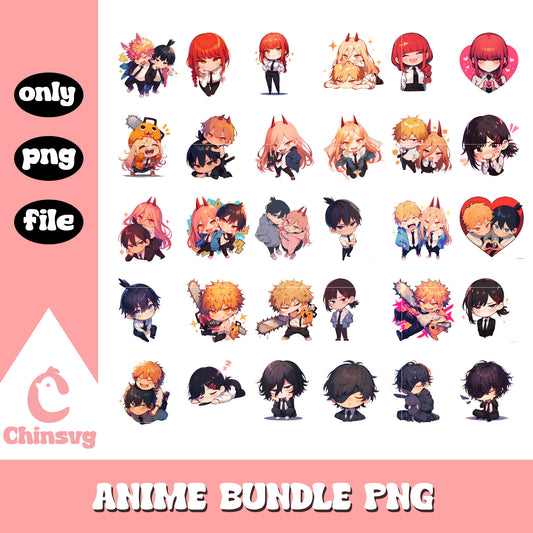 Chainsaw Man chibi characters bundle png