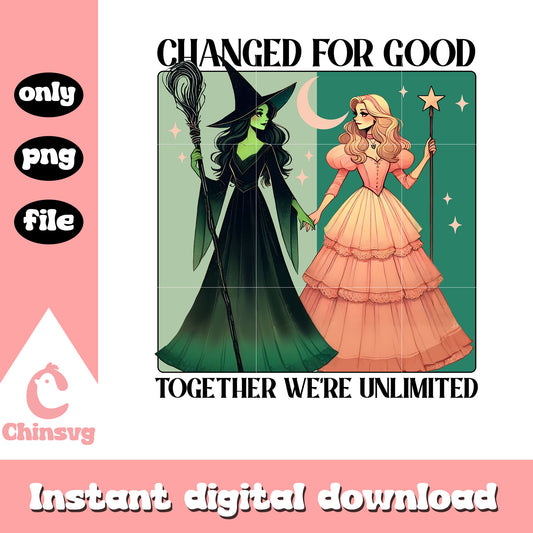 Changed for good Elphaba and Glinda draw png, Wicked movie cast png