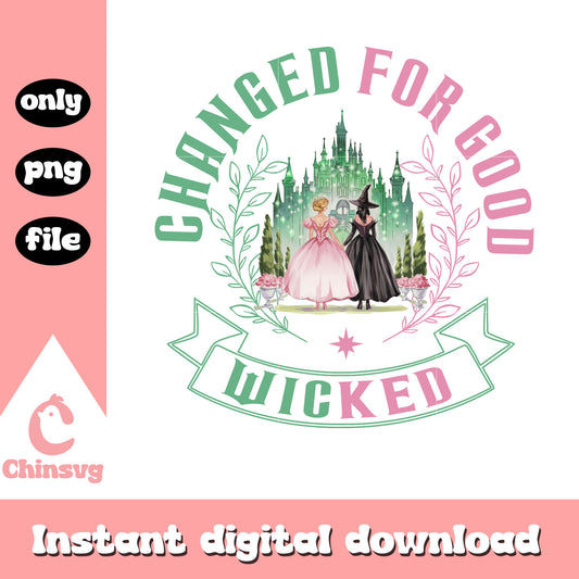 Changed for good wicked castle design png, glinda and elphaba​ png