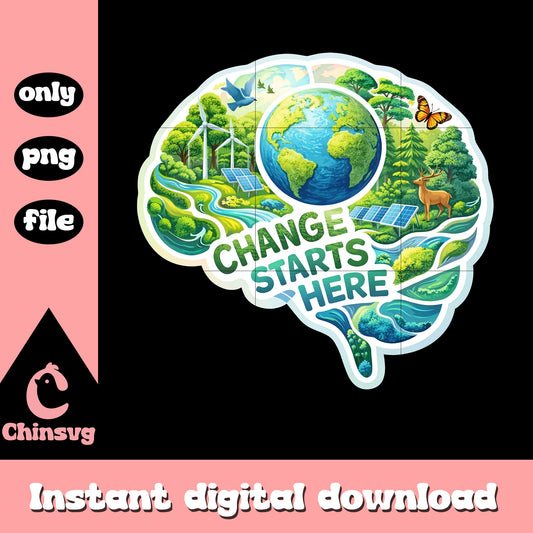 Change starts here design png, earth day images​ png, eco friendly png