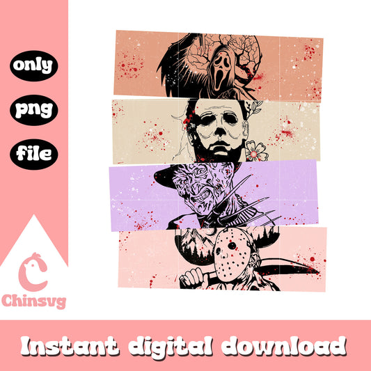 Characters horror drawing collage picture png, spooky movies png