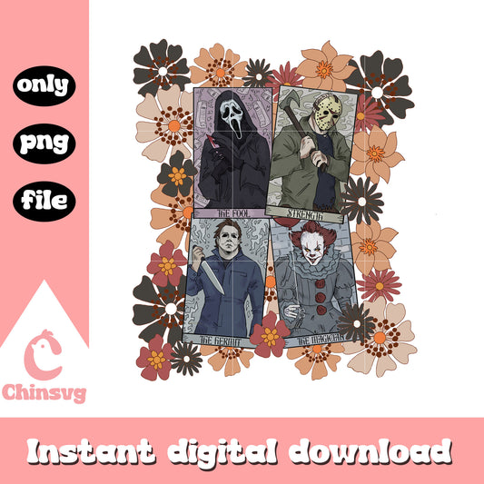 Characters horror floral collage picture png, picture collage png