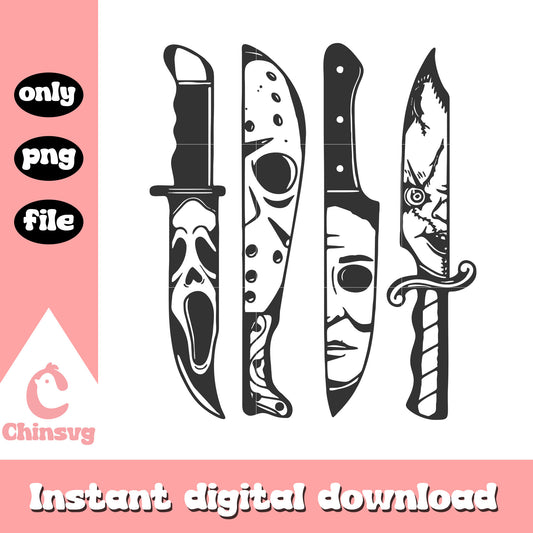 Characters horror killer knife art design png, horror characters png