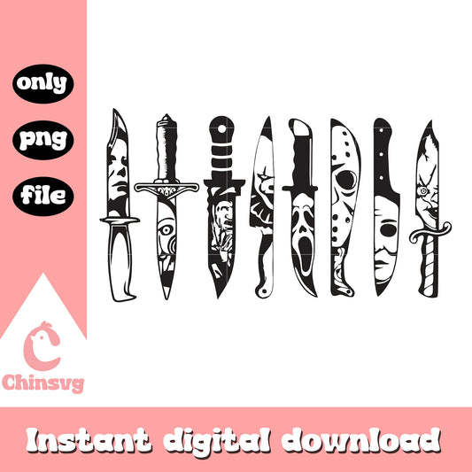 Characters knife design png, film horror halloween png