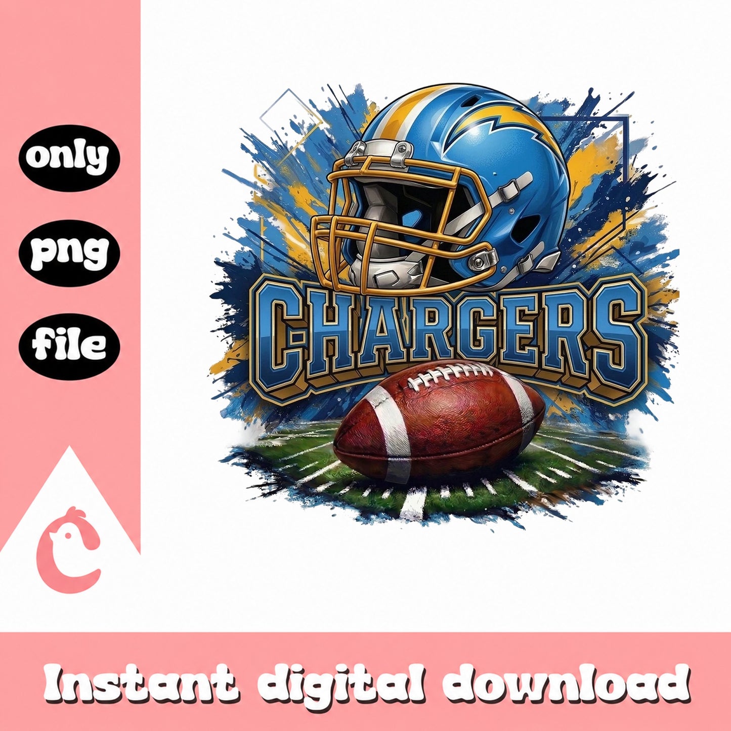 Chargers Football Helmet Sublimation, NFL Fan Shirt, PNG File