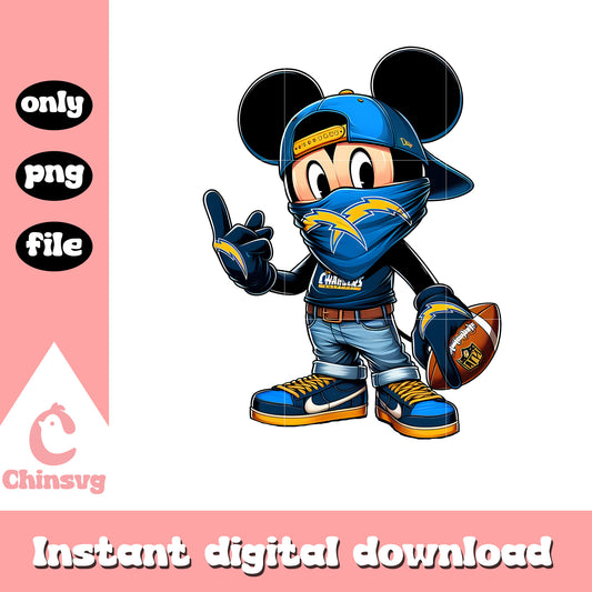 Chargers mickey design logo png, nfl los angeles chargers​ png