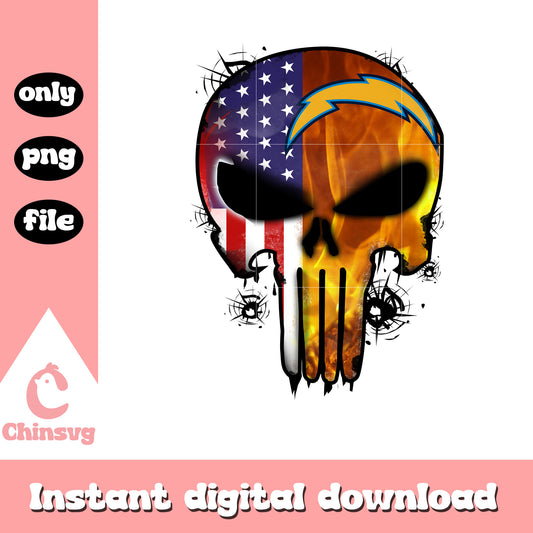 Chargers yellow skull custom png, los angeles chargers logo png