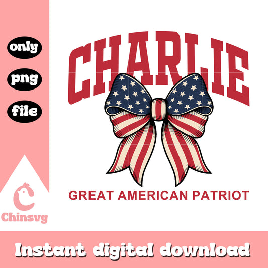 Charlie great american patriot bow america flag pattern png, charlie png