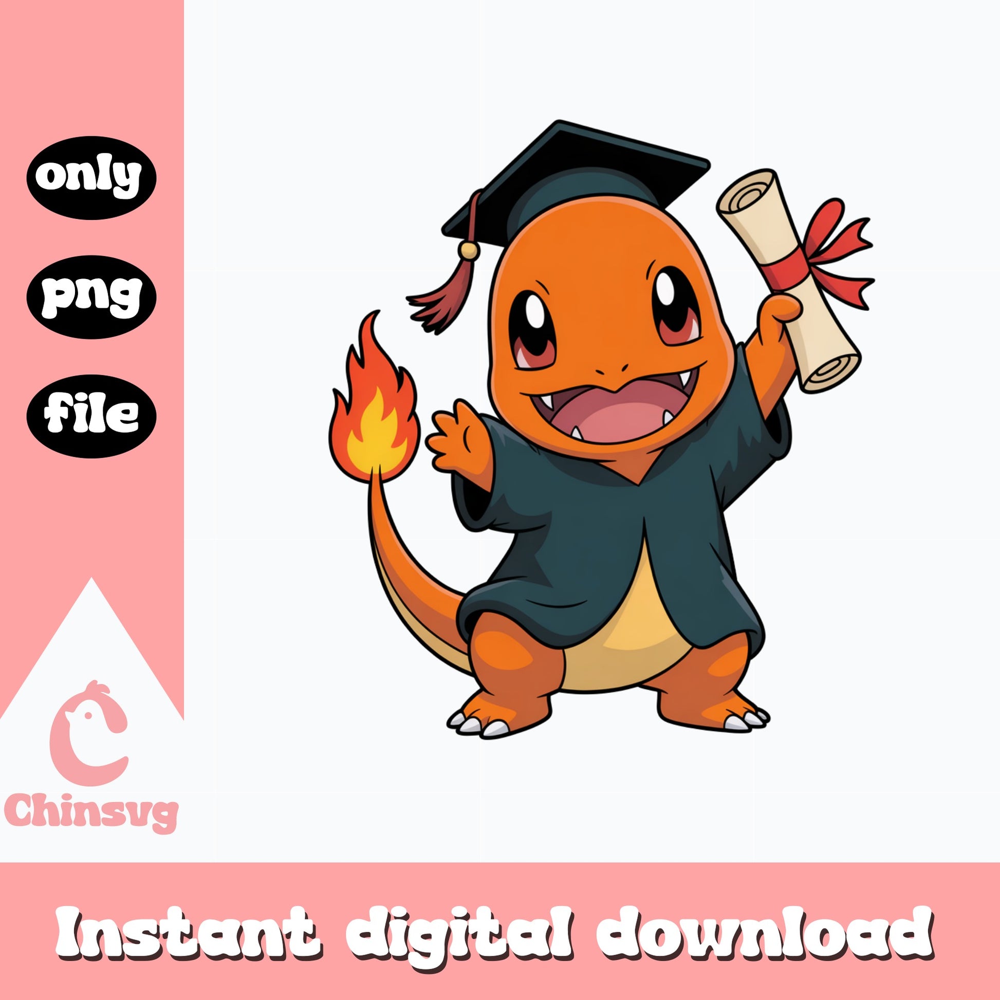 Charmander Graduation PNG, Pokemon Graduate PNG, Grad PNG