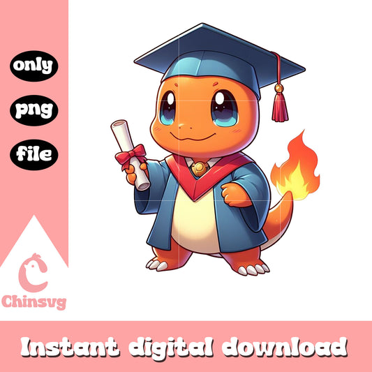 Charmander graduation day design png, cute charmander pokemon png