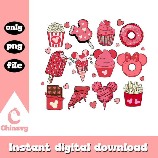 Charming green character with roses png, valentine png