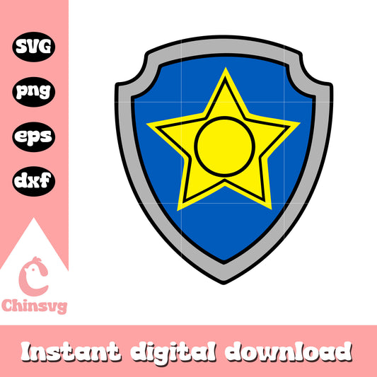 Chase badge pawtrol character svg, paw patrol badge svg