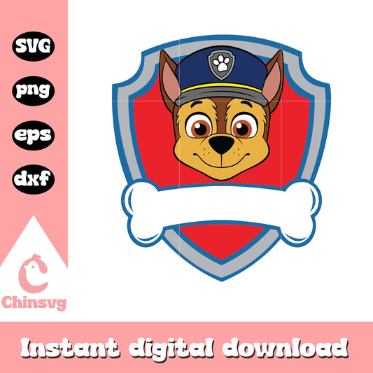 Chase character logo svg, paw patrol logo svg, cartoon svg