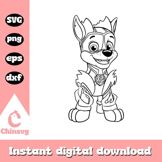 Chase mighty pups paw character outline svg, paw patrol movie svg