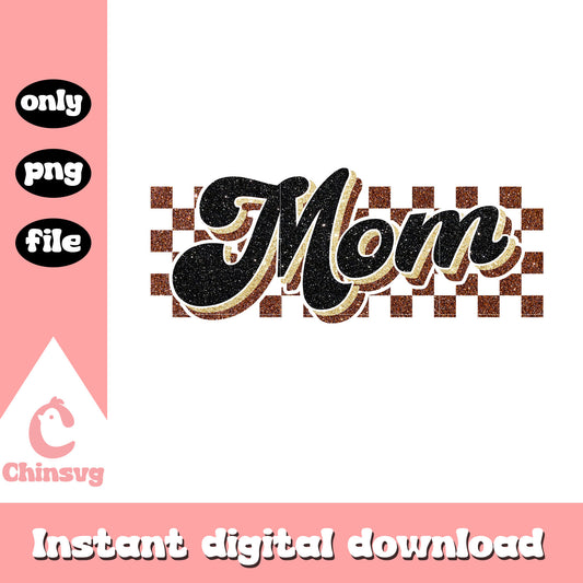 Checked pattern mom logo deisgn png, mama png, logo png