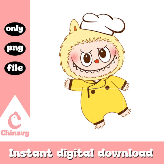 Chef labubu doll design png, labubu toy png, labubu monster png