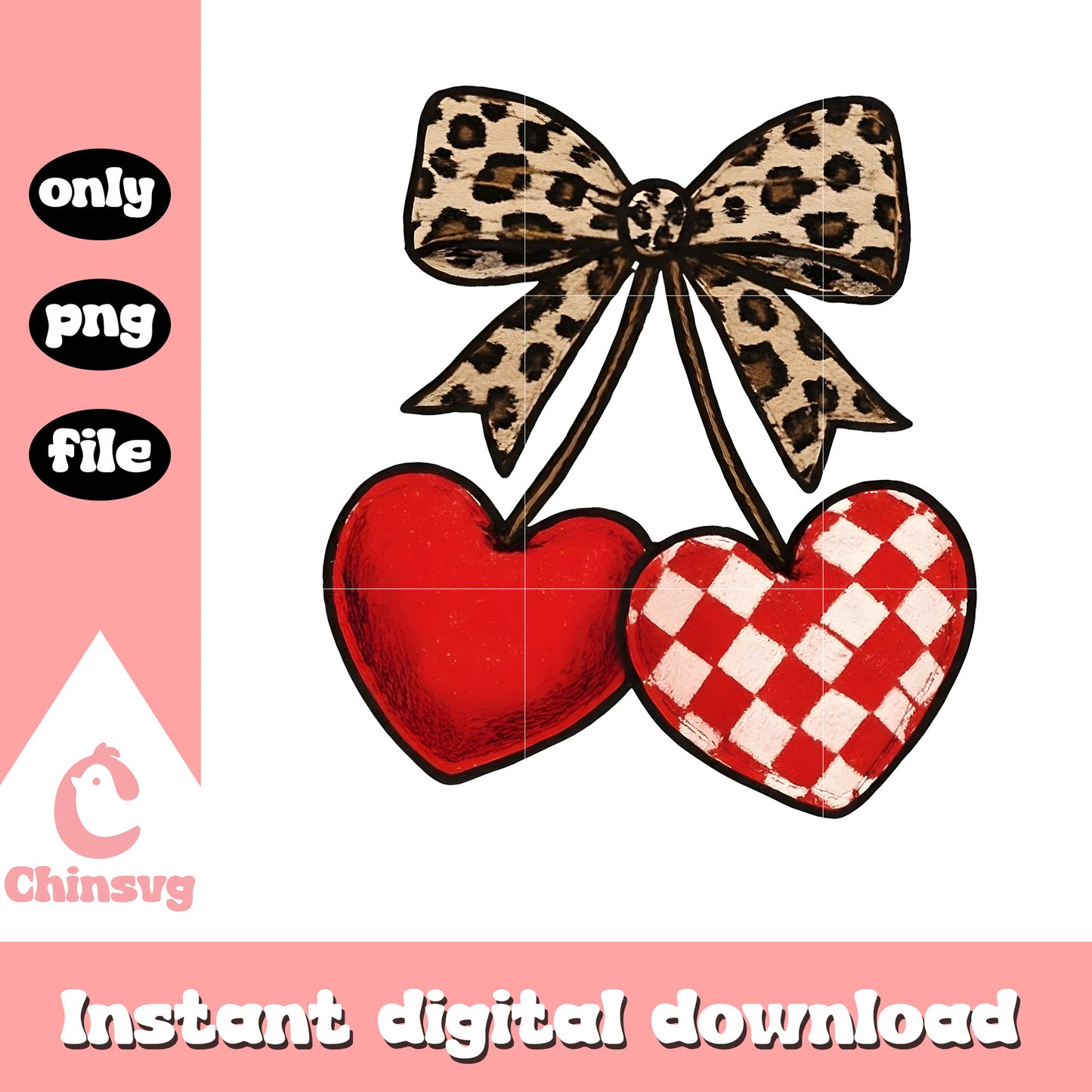 Cherry heart valentine design png, cherry valentine​ png
