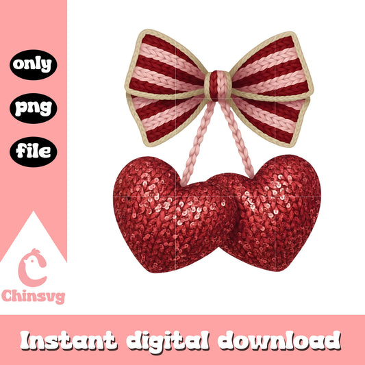 Chery heart valentine crochet png, cherry valentine​​​​ png
