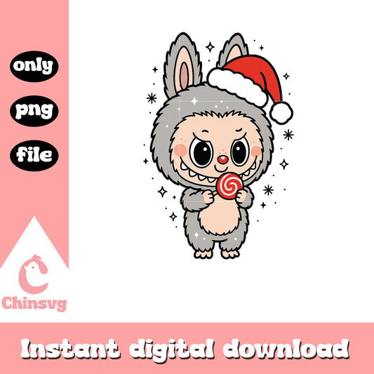 Chesnut cocoa labubu santa hat png, labubu secret png