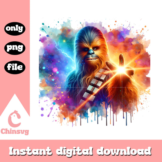 Chewbacca posing watercolor design png, chewbacca star wars png