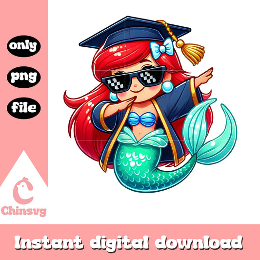 Chibi ariel graduation design png, disney princess ariel​ png