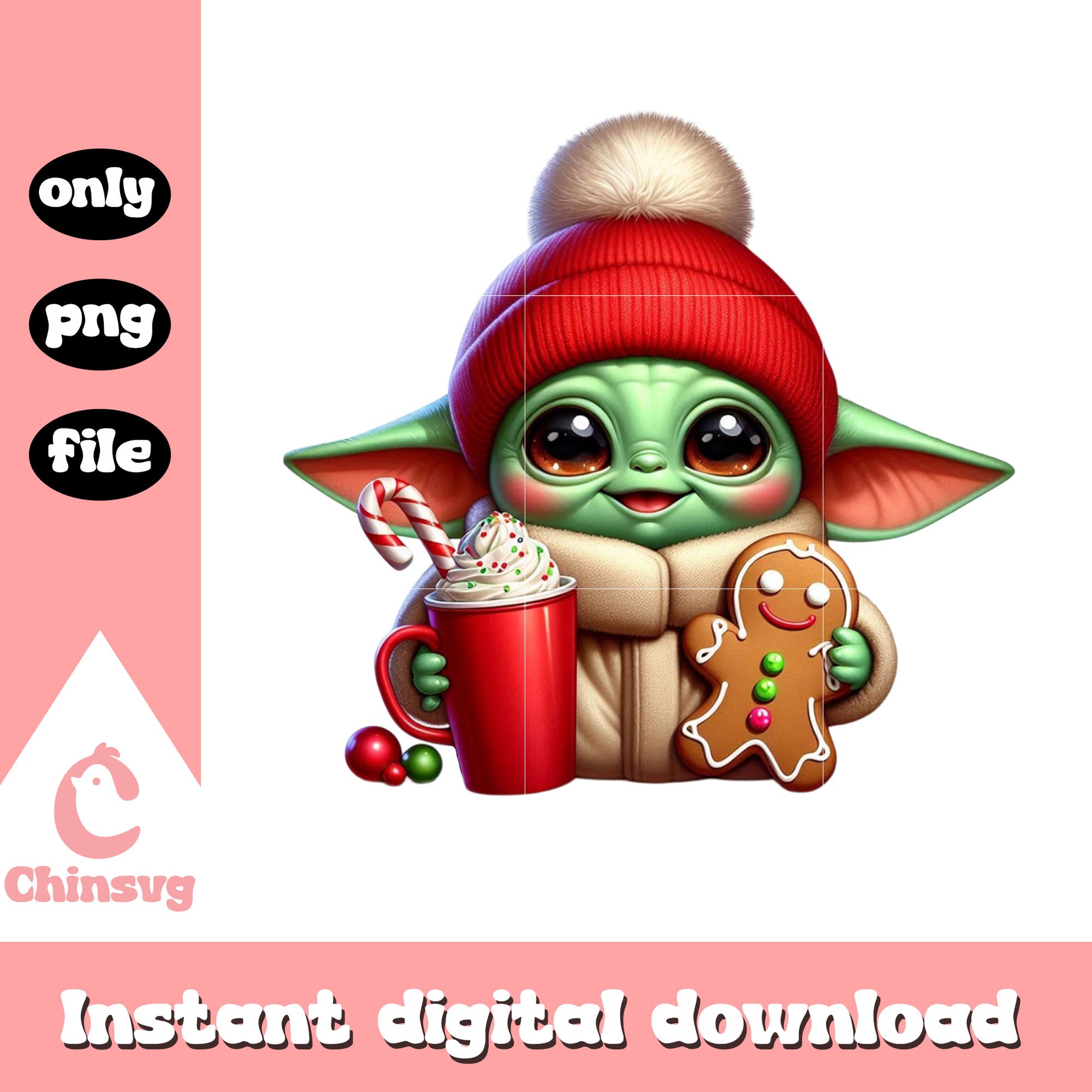 Chibi baby yoda coffee christmas cup png, baby yoda cartoon png
