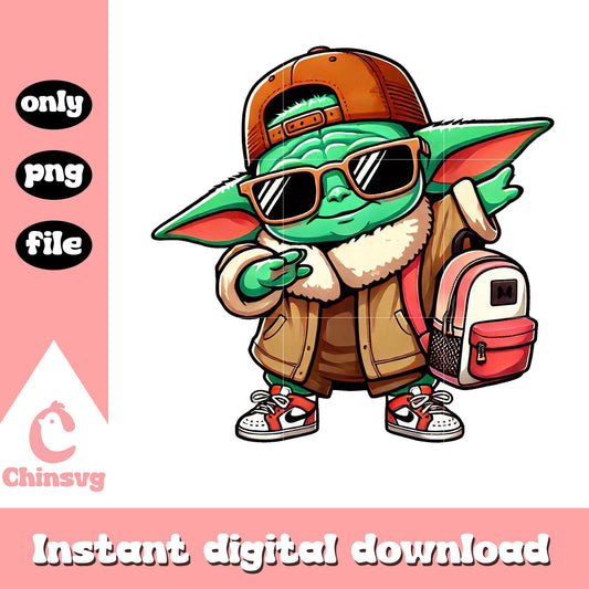 Chibi baby yoda dabbing back to school png, baby yoda art png