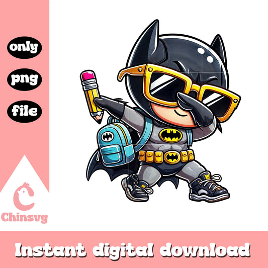 Chibi batman dabbing back to school design png, batman clipart png