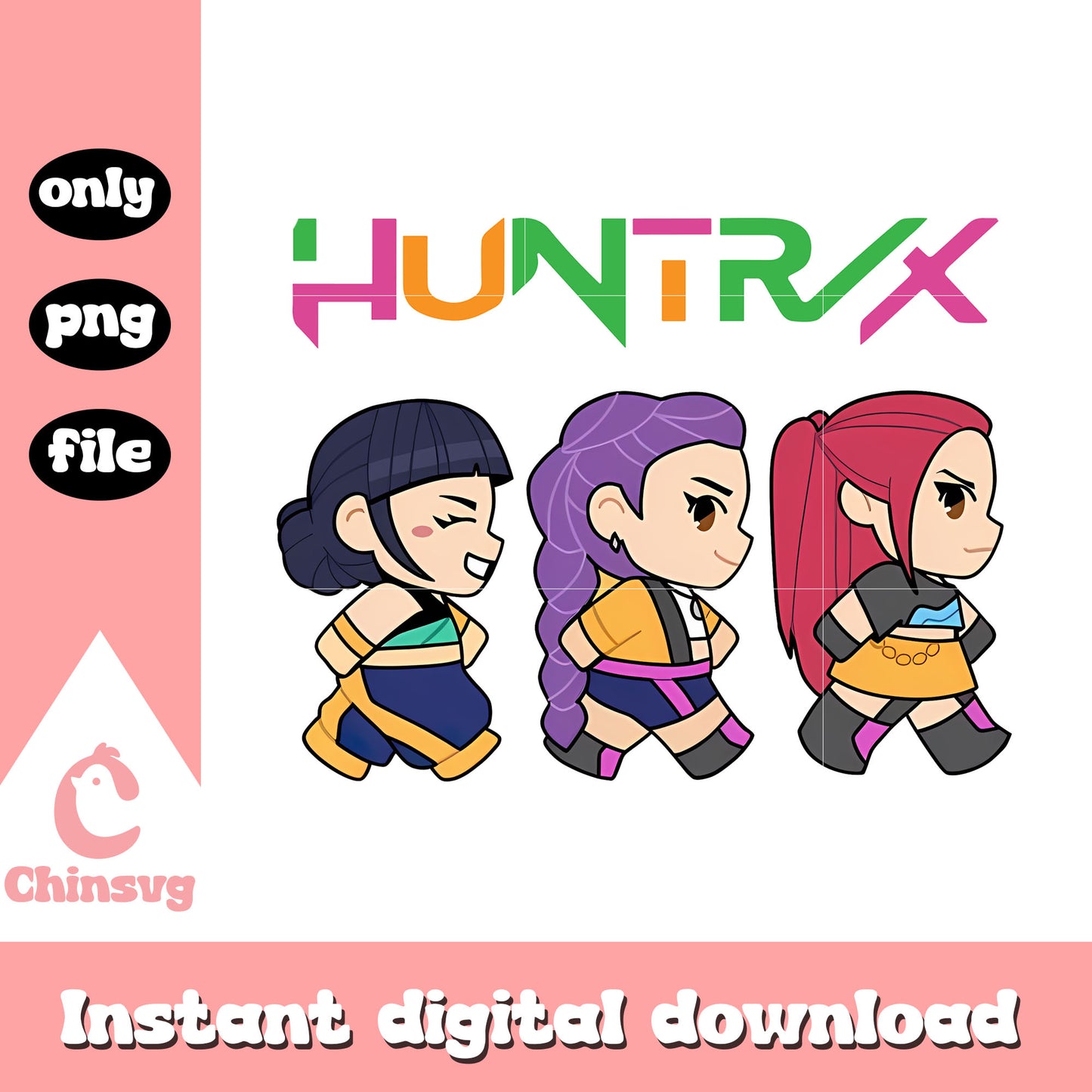 Chibi characters huntrix design png, kpop band png, hunters movie png