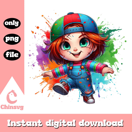 Chibi chucky colorful design png, child's play movie png