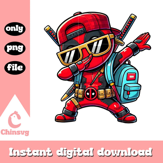 Chibi deadpool dabbing back to school png, deadpool art png