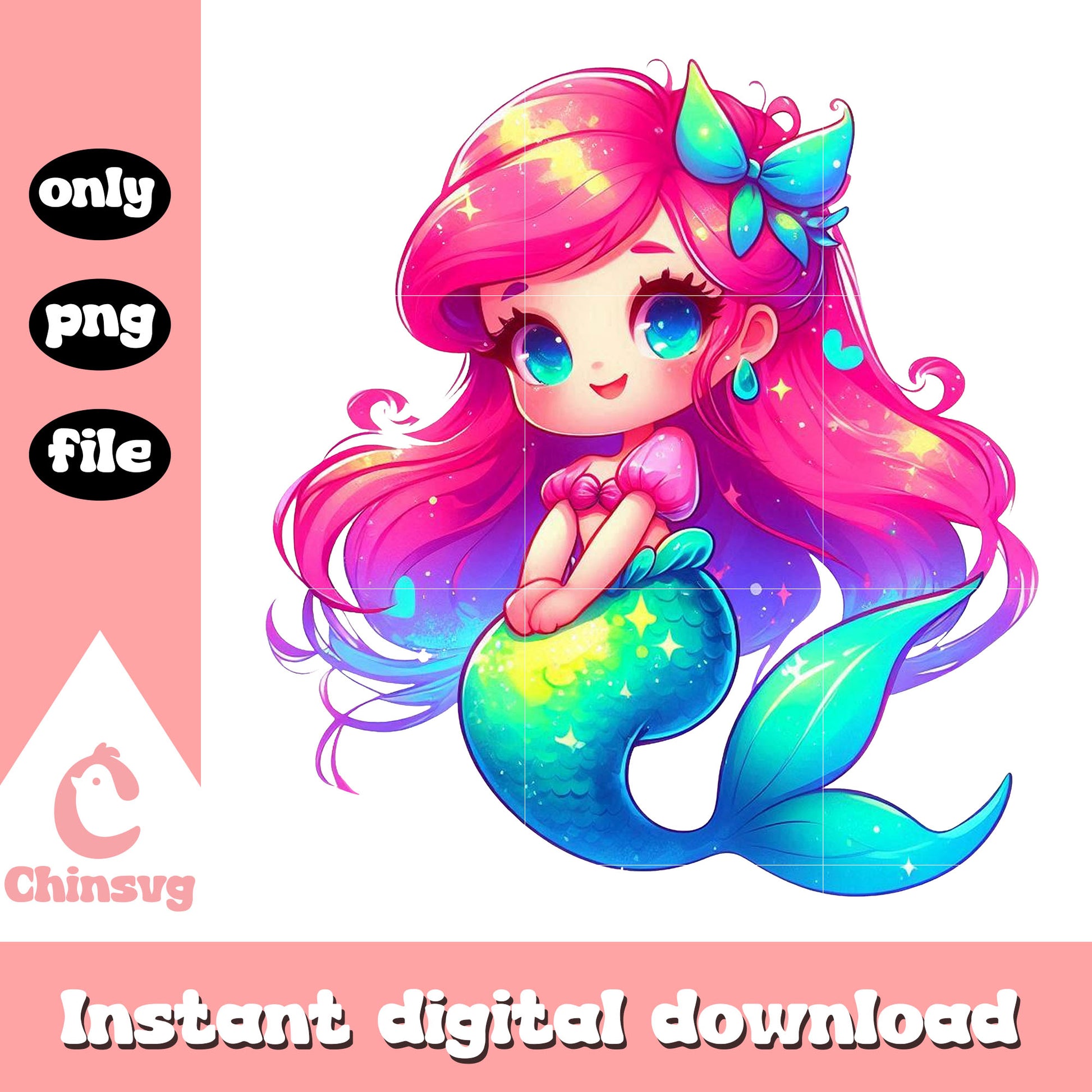 Chibi disney ariel watercolor splash png, ariel princess png