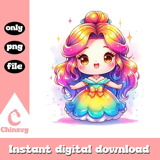 Chibi disney belle watercolor splash png, belle princess png