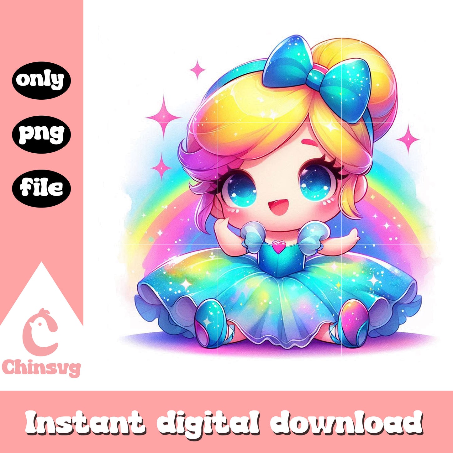 Chibi disney cinderella watercolor splash png, cinderella cartoon png