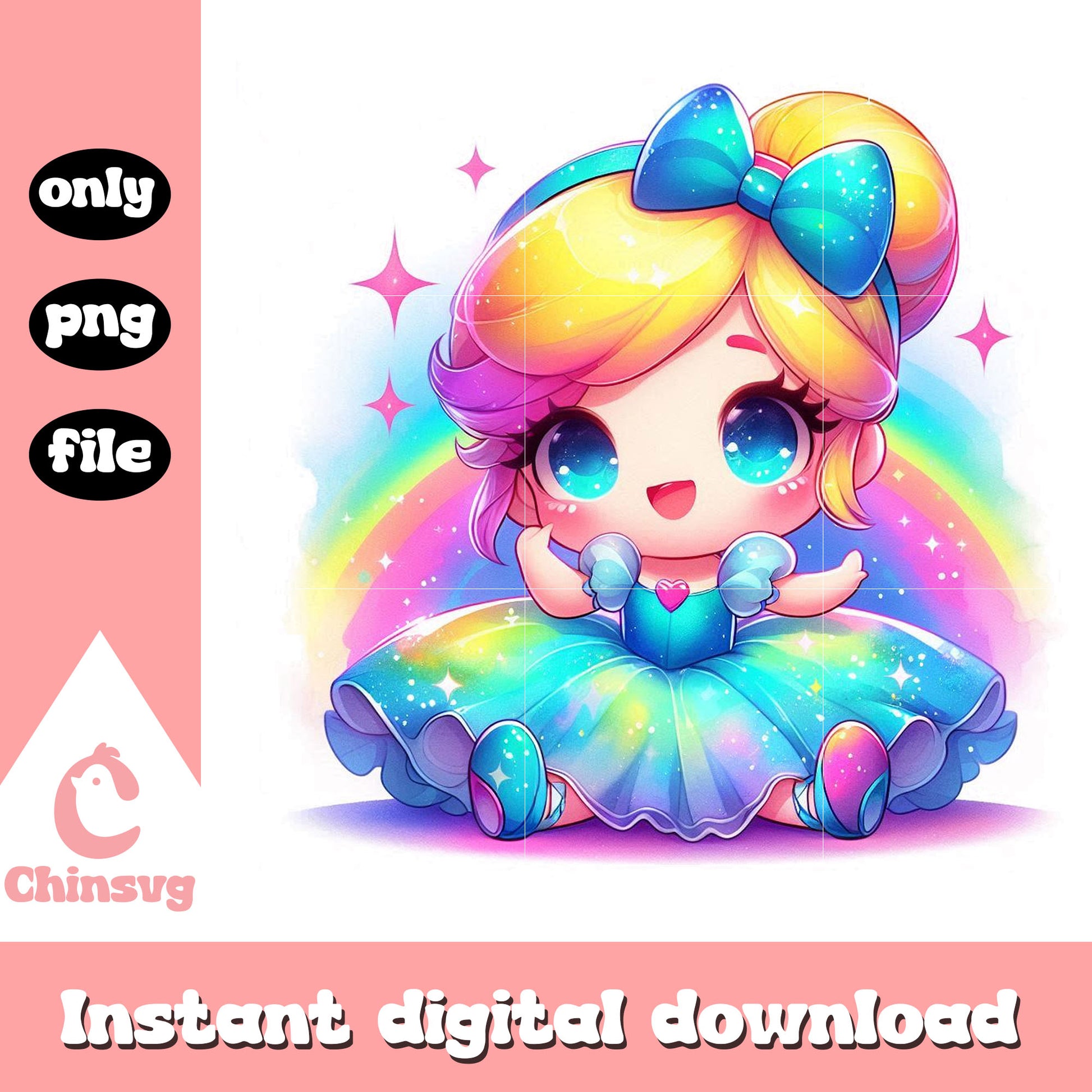 Chibi disney cinderella watercolor splash png, cinderella cartoon png