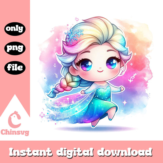 Chibi disney elsa watercolor splash png, elsa princess png
