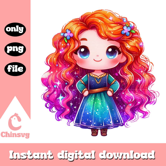 Chibi disney merida watercolor splash clipart png, merida png