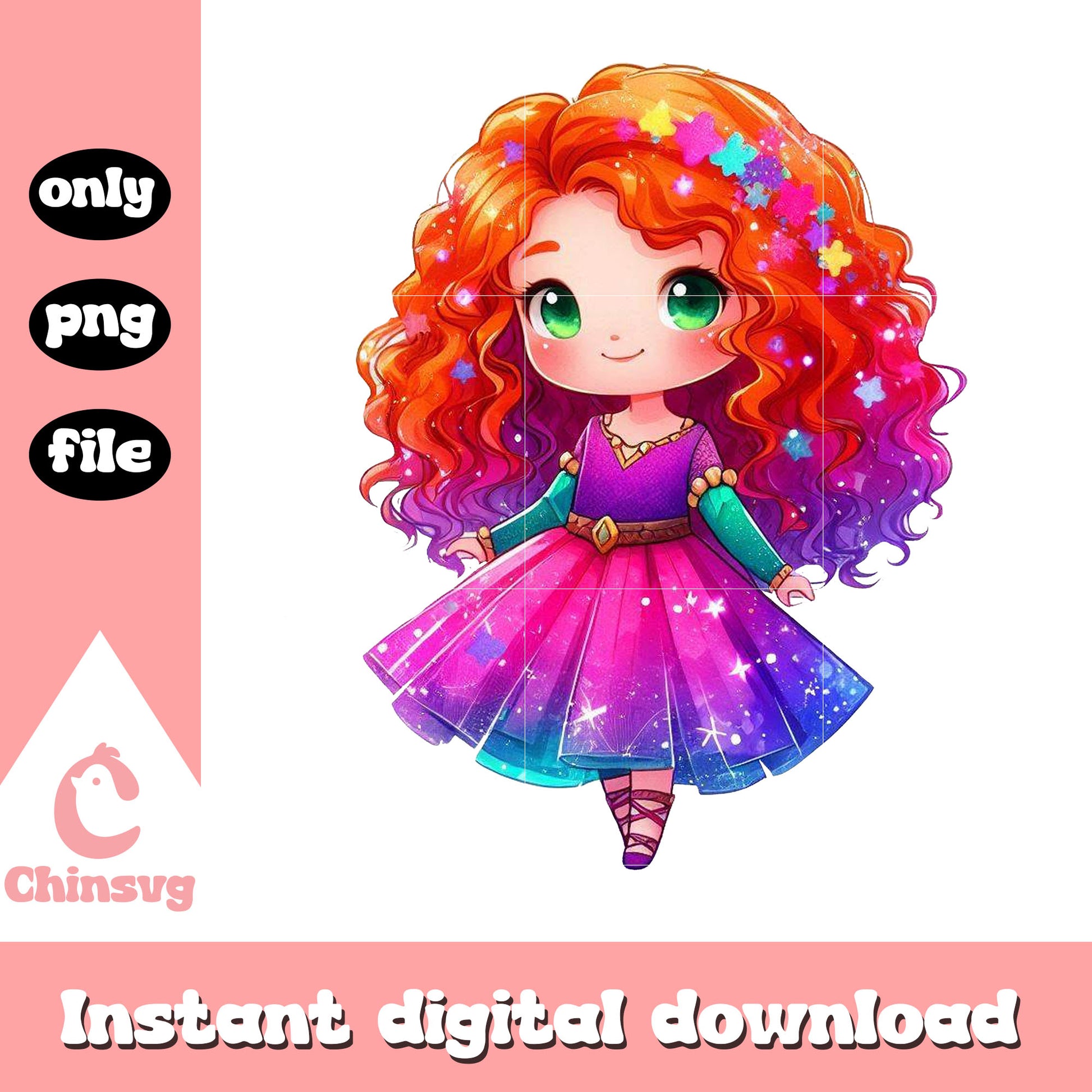 Chibi disney merida watercolor splash png, merida princess png