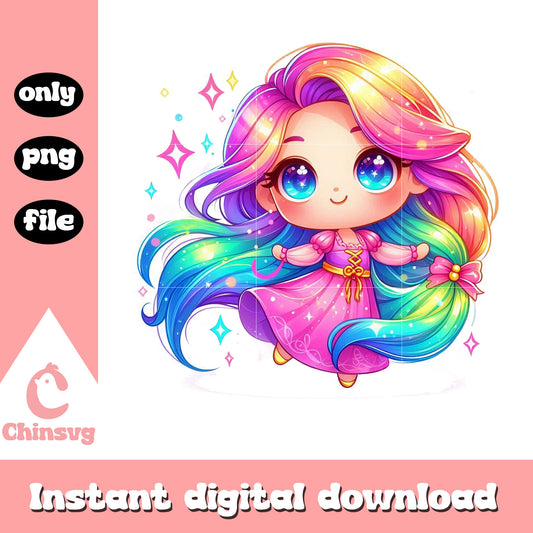 Chibi disney rapunzel watercolor splash clipart png, rapunzel png