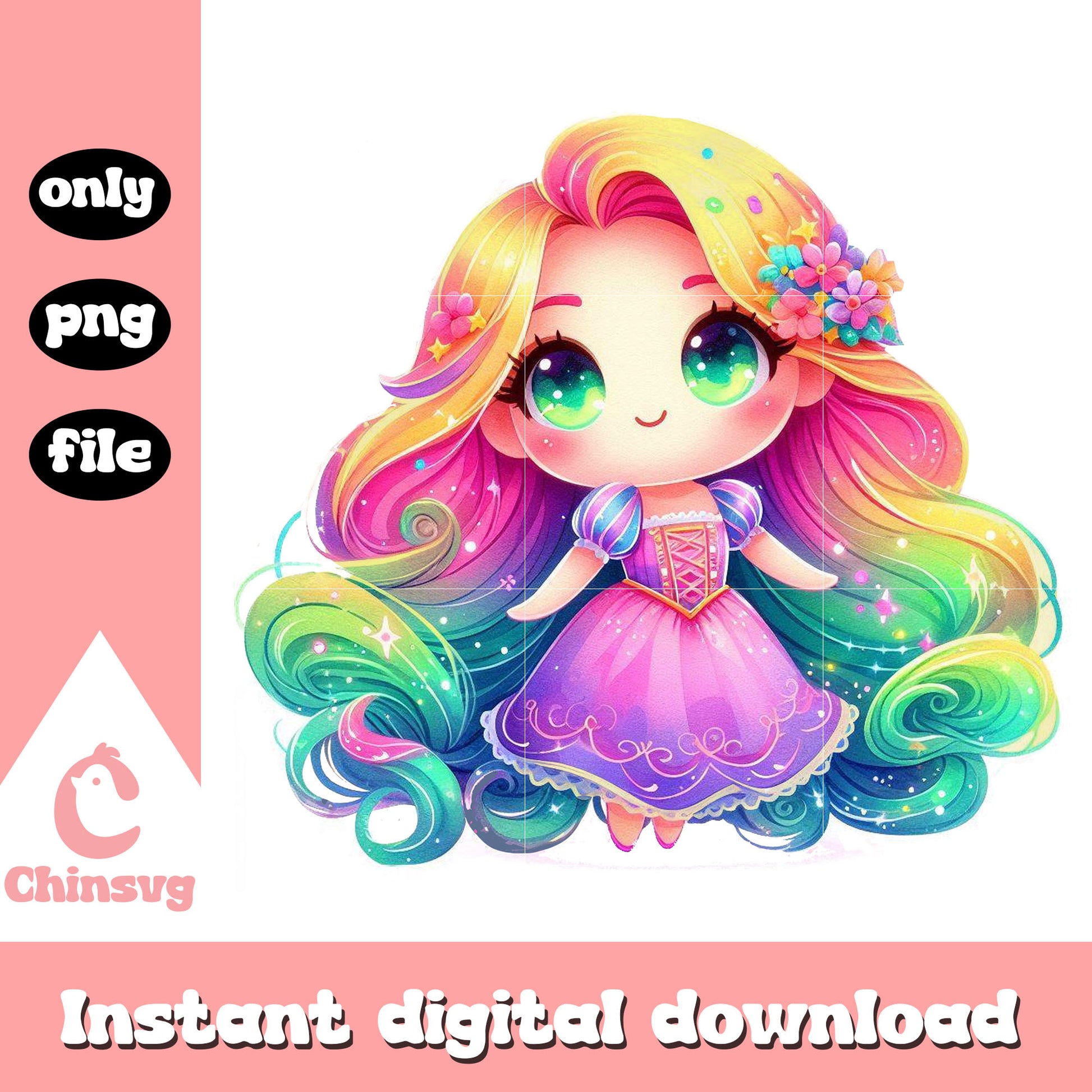 Chibi disney rapunzel watercolor splash png, rapunzel art png