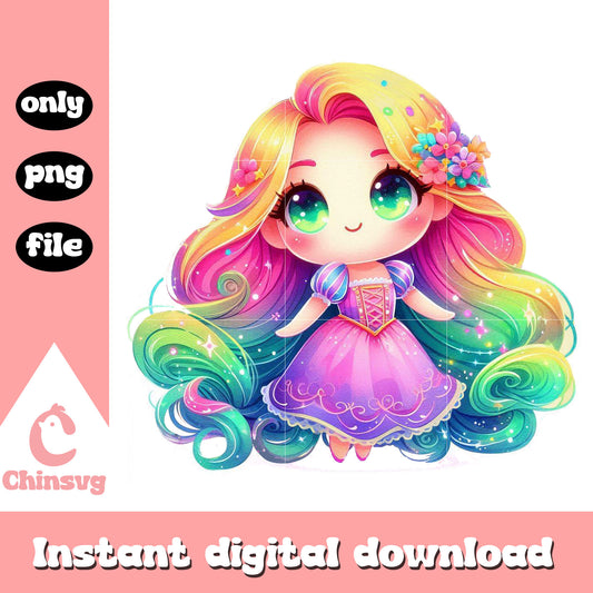 Chibi disney rapunzel watercolor splash png, rapunzel art png